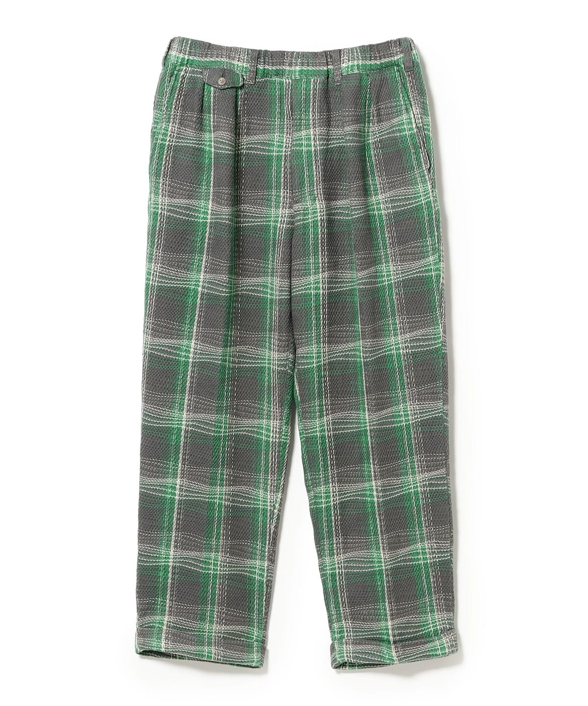 BEAMS PLUS（ビームス プラス）2 Pleats Relax Trousers Waffle Plaid