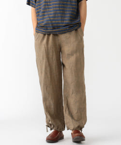 ▲ts(s) / Drawstring Wide Pants Linen Earthy Color Chambray Cloth