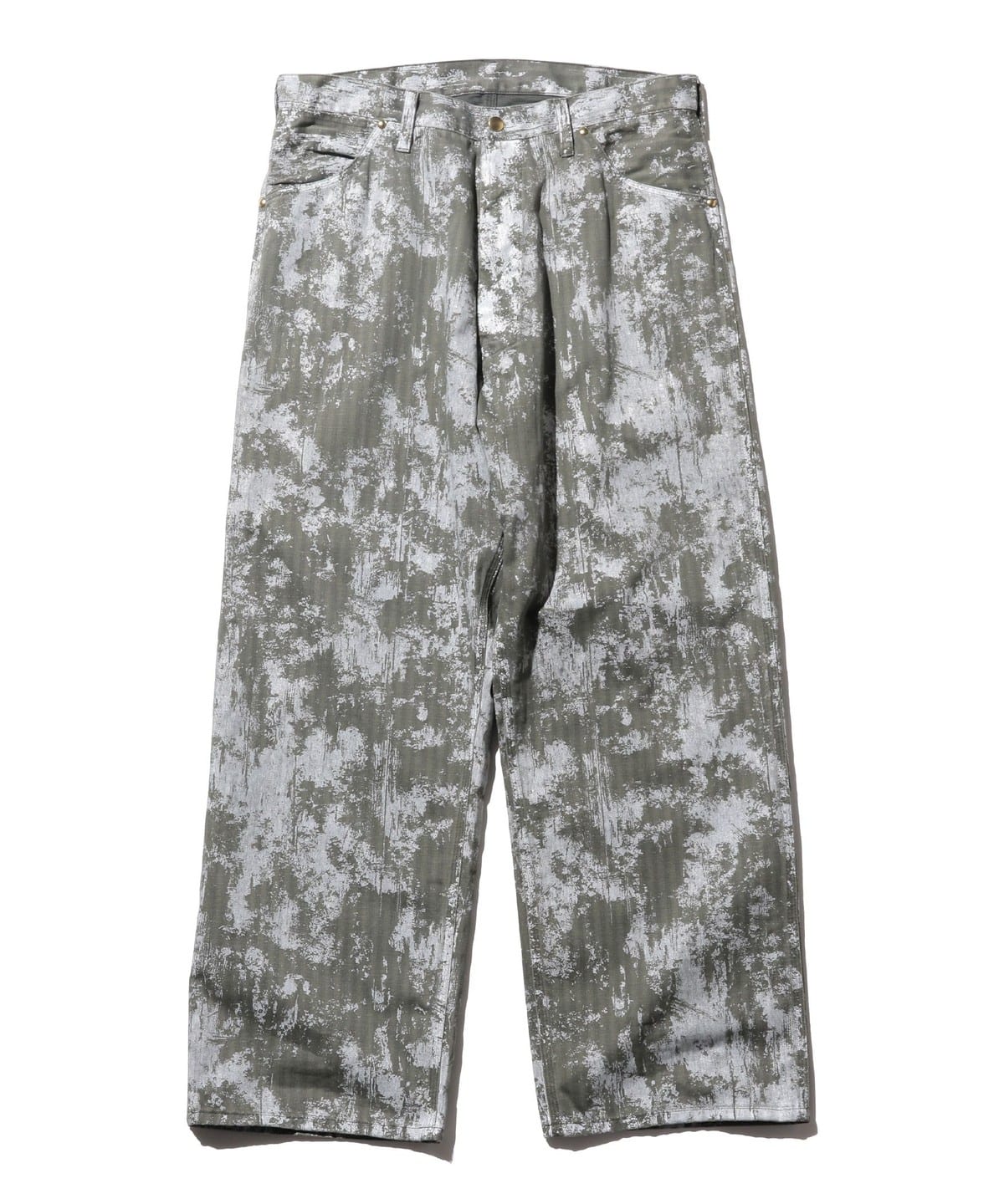 P-Man Pants Supima Herringbone on Paint Print パンツ MEN OLIVE XL