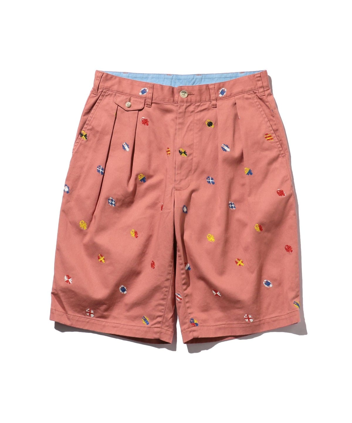 2プリーツ インクジェットマッピング エンブロイダリー ショーツ パンツ MEN PINK XL 2プリーツ インクジェットマッピング エンブロイダリー ショーツ パンツ MEN PINK XL