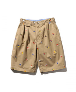 2 Pleats Shorts Embroidery On Print