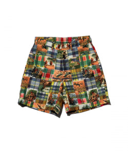 BEAMS PLUS / Plain Front Shorts Jacquard Mapping Patchwork Like Print