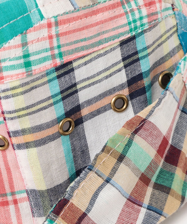 【別注】Quaker Marine Supply Co. / Neck flap swordfish  Patchwork Madras