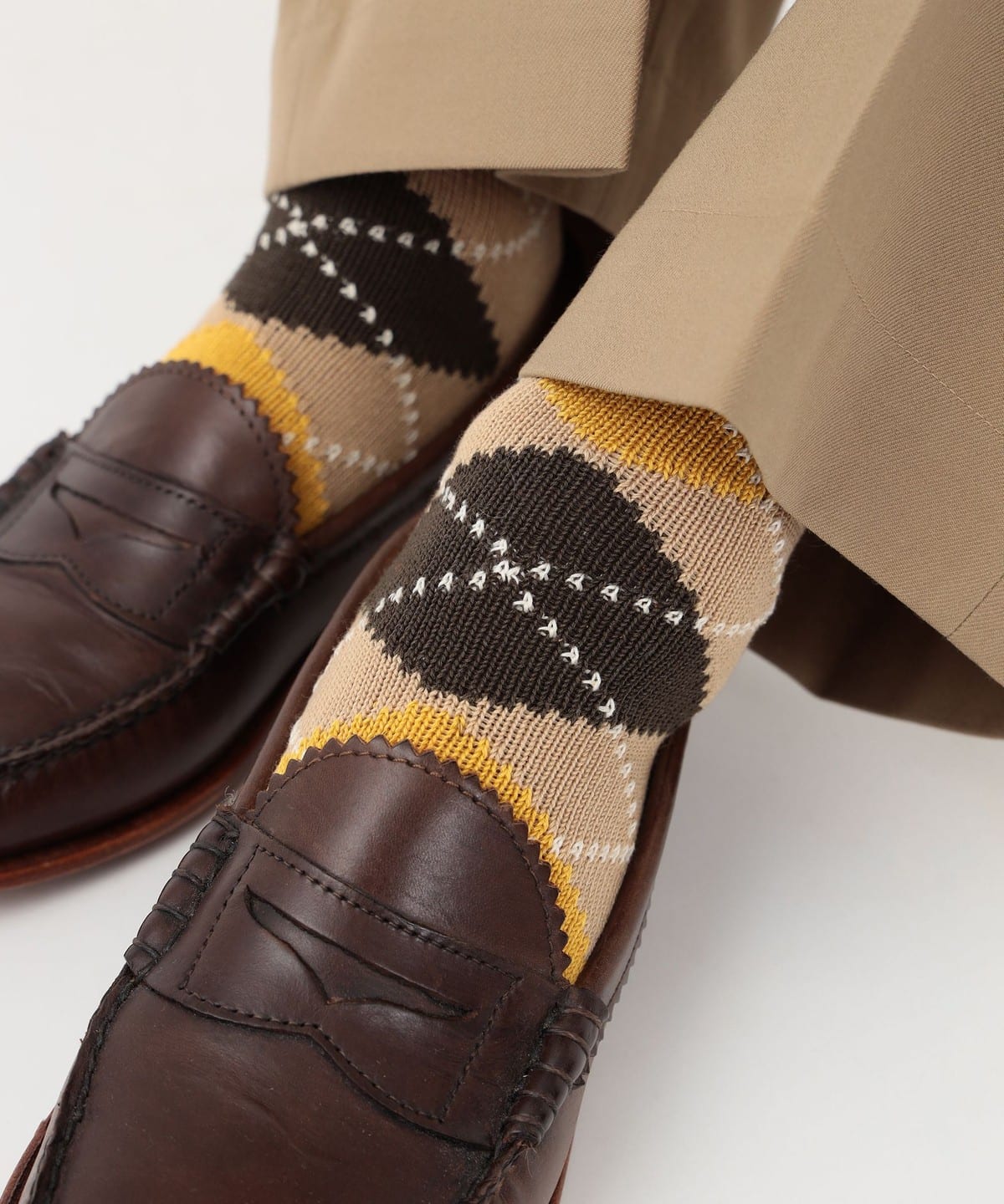 At Last ボーダー＆ダイヤモンドアーガイルソックス BEAMS PLUS（ビームス プラス）Argyle Socks（レッグウェア ソックス
