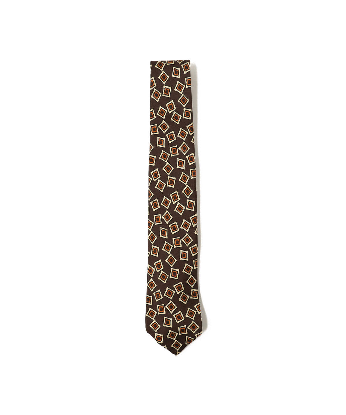 Silk Tie Square Print スーツ・ネクタイ MEN BROWN FREE Silk Tie Square Print スーツ・ネクタイ MEN BROWN FREE