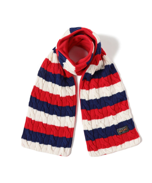 Muffler Cable Stripe Wool Fleece