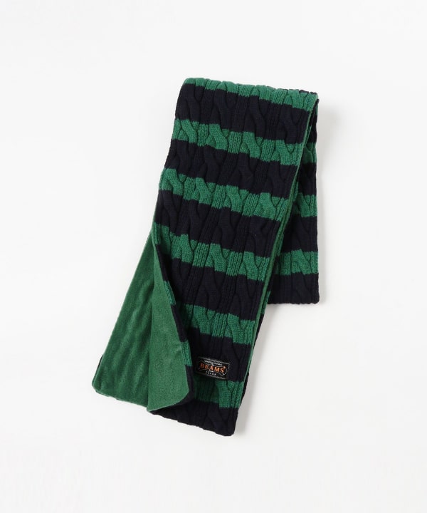 Muffler Cable Stripe Wool Fleece
