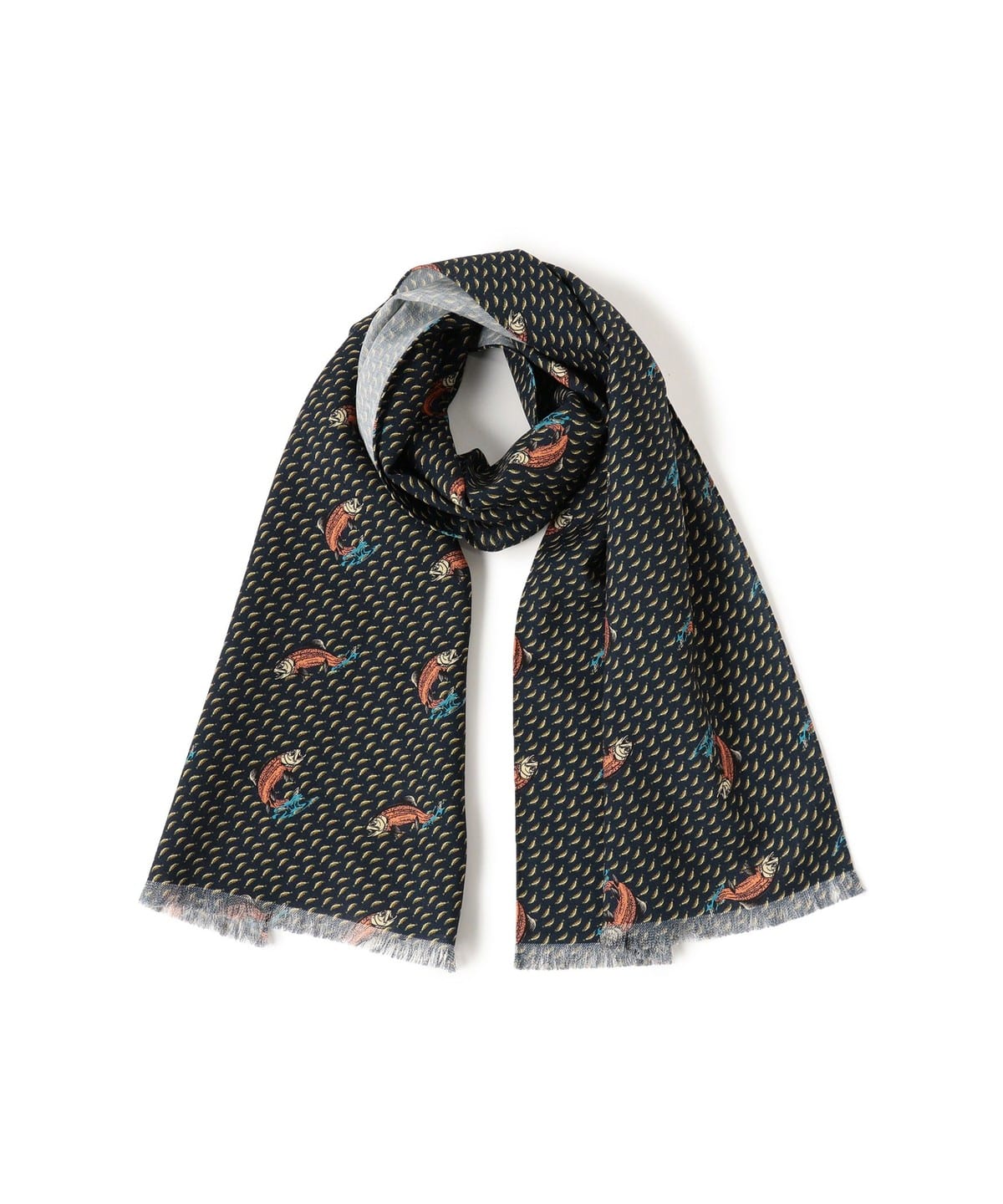 Wool Stole Print ファッション雑貨 MEN TROUT ONE SIZE Wool Stole Print ファッション雑貨 MEN TROUT ONE SIZE