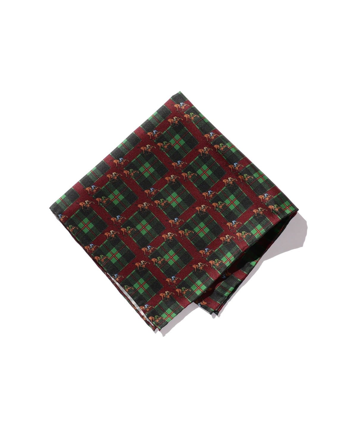 Pocket Chief Check*Horses Print スーツ・ネクタイ MEN BURGUNDY ONE SIZE Pocket Chief Check*Horses Print スーツ・ネクタイ MEN BURGUNDY ONE SIZE