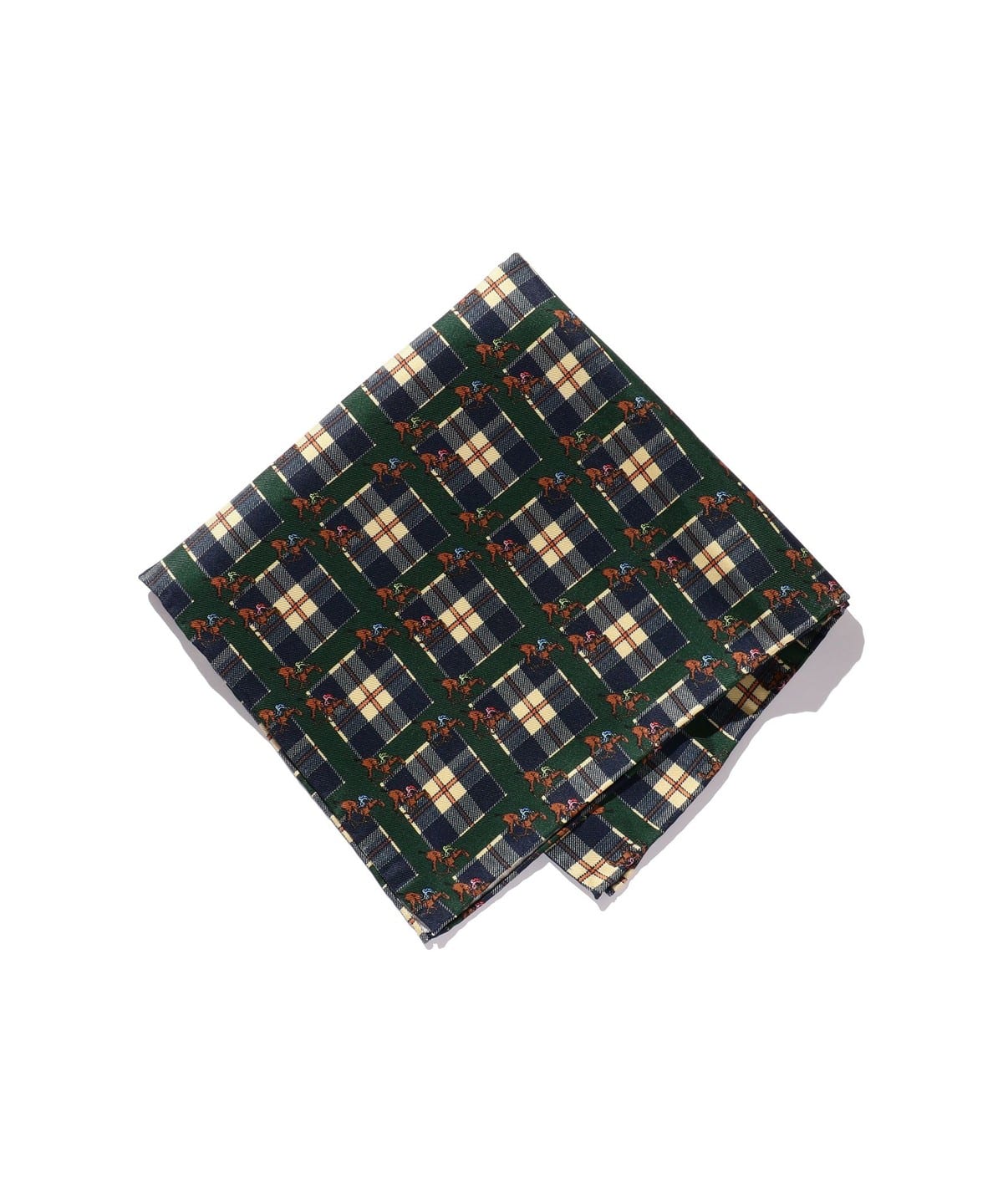 Pocket Chief Check*Horses Print スーツ・ネクタイ MEN GREEN ONE SIZE Pocket Chief Check*Horses Print スーツ・ネクタイ MEN GREEN ONE SIZE