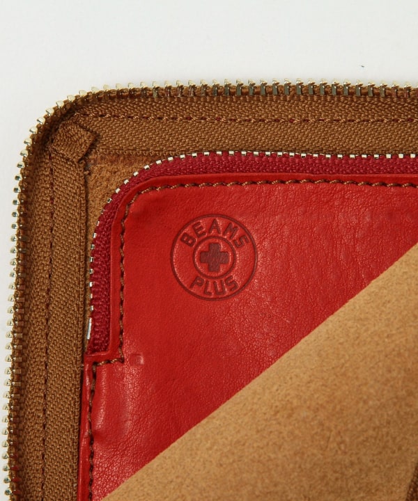 Shop Double Zip Wallet Brown Red by Beams+ ▶️ Meadow