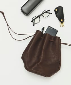 ARTS & CRAFTS / VEGETABLE HORSE LEATHER DRAW STRINGS POUCH M