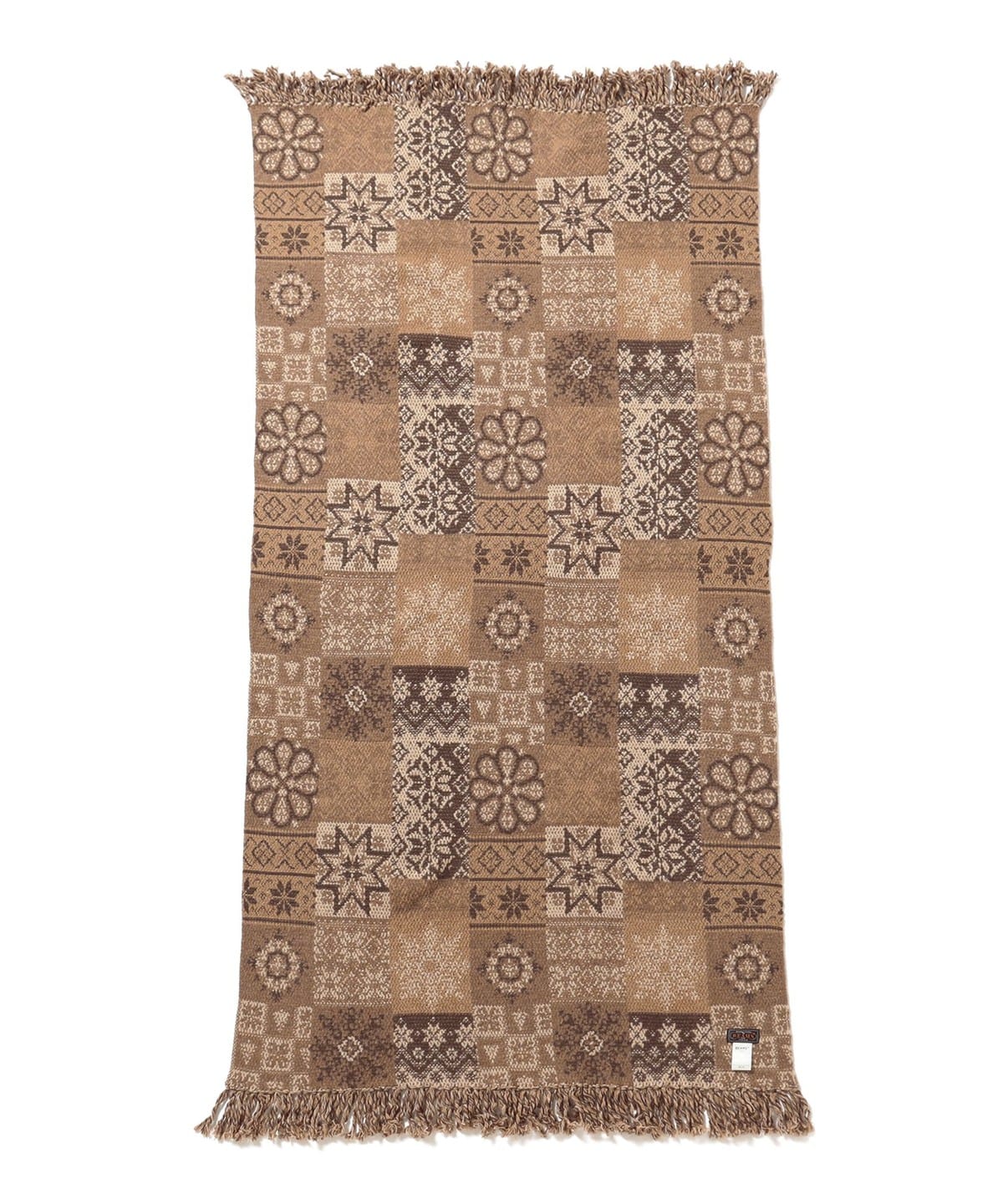 Blanket Double Jacquard Patchwork Like Pattern インテリア MEN BROWN ONE SIZE Blanket Double Jacquard Patchwork Like Pattern インテリア MEN BROWN ONE SIZE