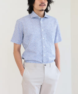 BEAMS HEART / シアサッカー 小花柄プリント カッタウェイカラー シャツ