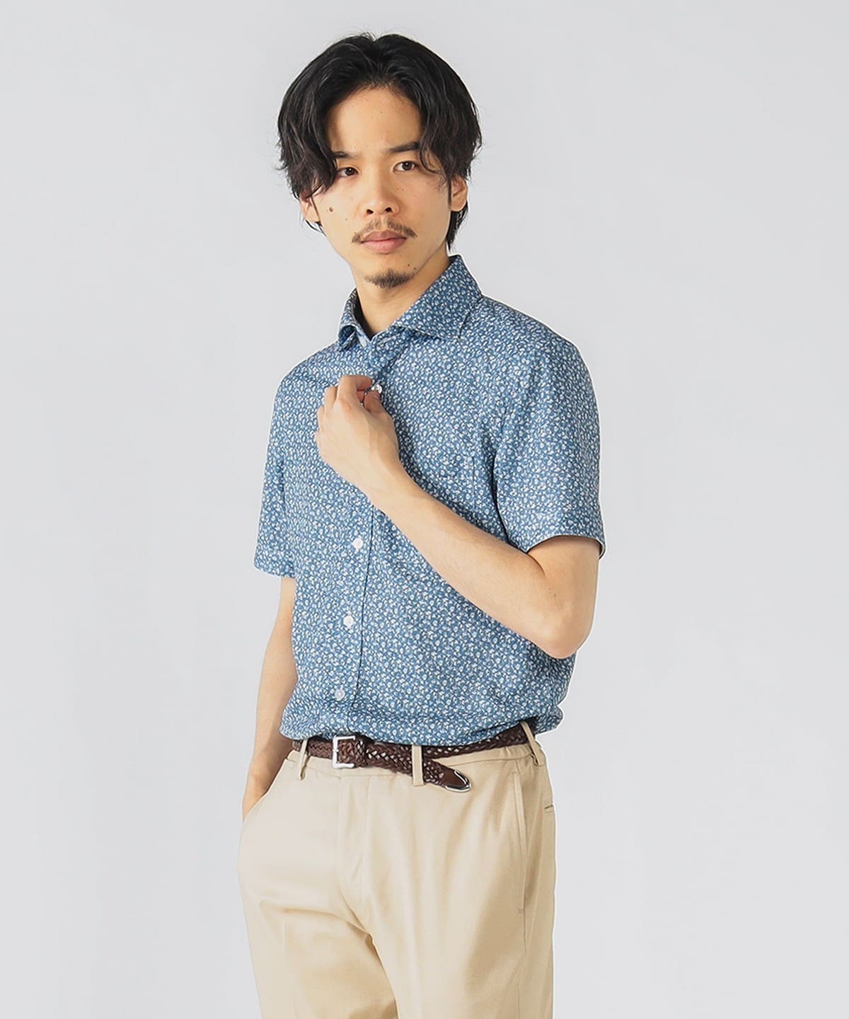 BEAMS F インディゴデニム カッタウェイシャツ LEON 干場 41010023380_D_8.jpg