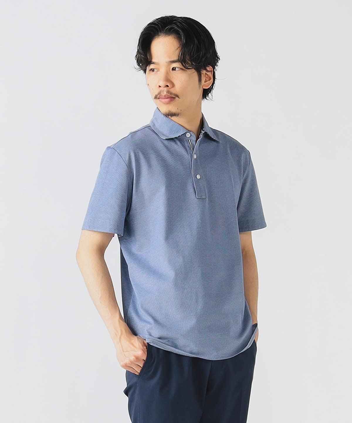 COOLMAX(R) 鹿の子 ワイドカラー ポロシャツ 25SS(S XL・吸水速乾) シャツ・ブラウス MEN SAX M COOLMAX(R) 鹿の子 ワイドカラー ポロシャツ 25SS(S XL・吸水速乾) シャツ・ブラウス MEN SAX M