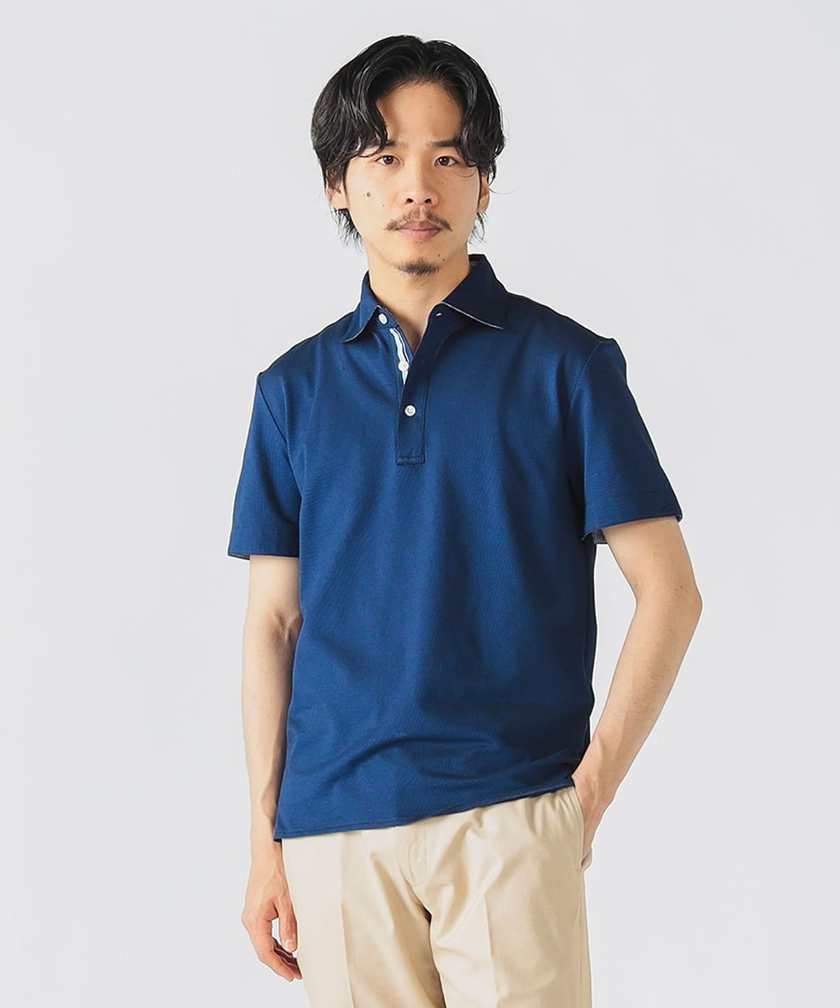 COOLMAX(R) 鹿の子 ワイドカラー ポロシャツ 25SS(S XL・吸水速乾) シャツ・ブラウス MEN INDIGO M COOLMAX(R) 鹿の子 ワイドカラー ポロシャツ 25SS(S XL・吸水速乾) シャツ・ブラウス MEN INDIGO M