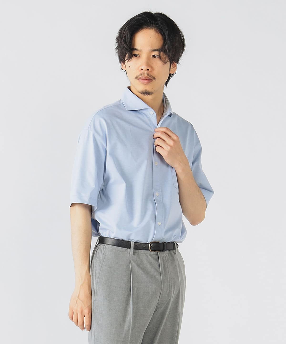 ハニカム カッタウェイカラー フルオープン ポロシャツ 25SS(S XL) シャツ・ブラウス MEN SAX XL ハニカム カッタウェイカラー フルオープン ポロシャツ 25SS(S XL) シャツ・ブラウス MEN SAX XL