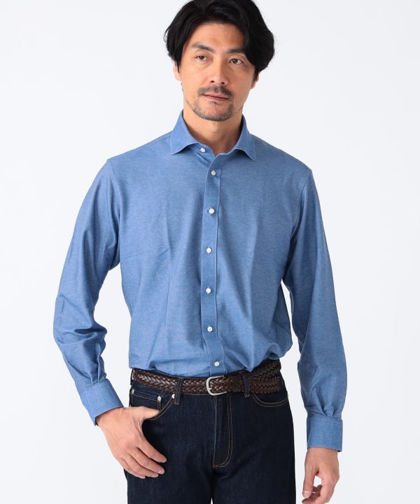 BEAMS HEART BEAMS HEART / Twill knit cutaway collar shirt 23AW