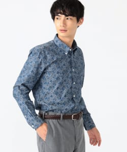 BEAMS HEART / 男裝 變形蟲紋印花 青年布 扣領 襯衫