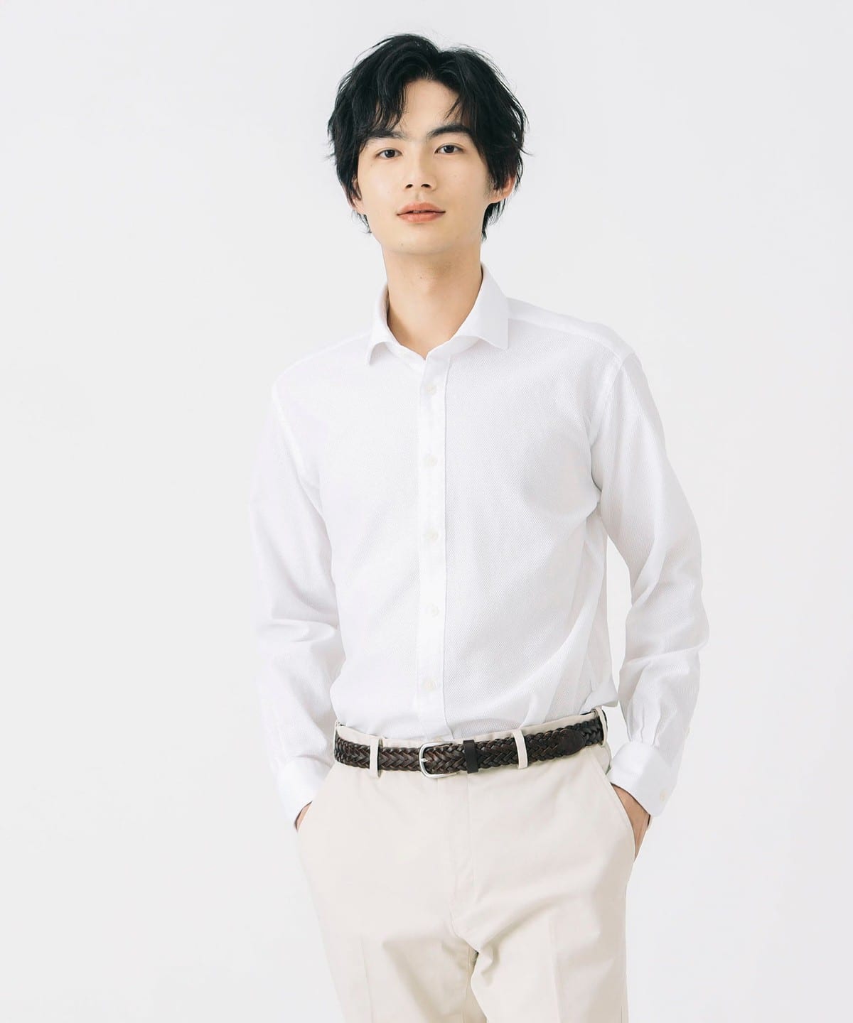 コットンカラミ カッタウェイカラー シャツ 25SS(S XL) シャツ・ブラウス MEN WHITE M コットンカラミ カッタウェイカラー シャツ 25SS(S XL) シャツ・ブラウス MEN WHITE M