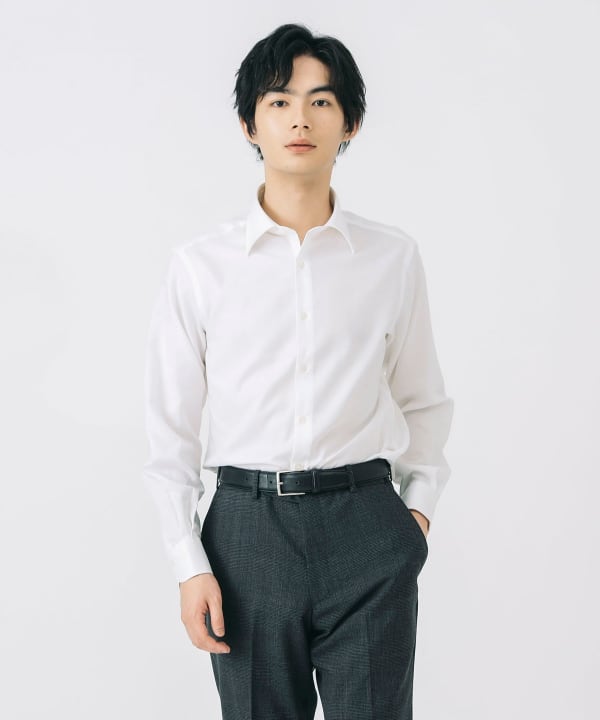 ビームスＦ オリジナルカラミ織ドレスシャツ 白 size39 ２枚セット 美品 BEAMS F（ビームスF）ツイル ワイドカラーシャツ（シャツ