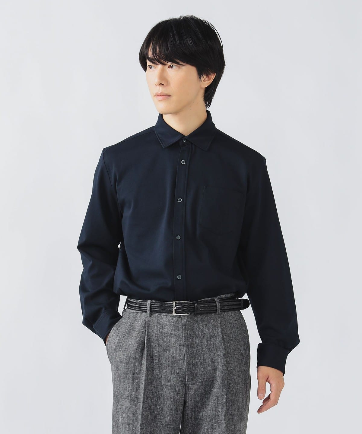 ライトポンチ ジャージ ソリッド シャツ 25AW シャツ・ブラウス MEN NAVY M ライトポンチ ジャージ ソリッド シャツ 25AW シャツ・ブラウス MEN NAVY M