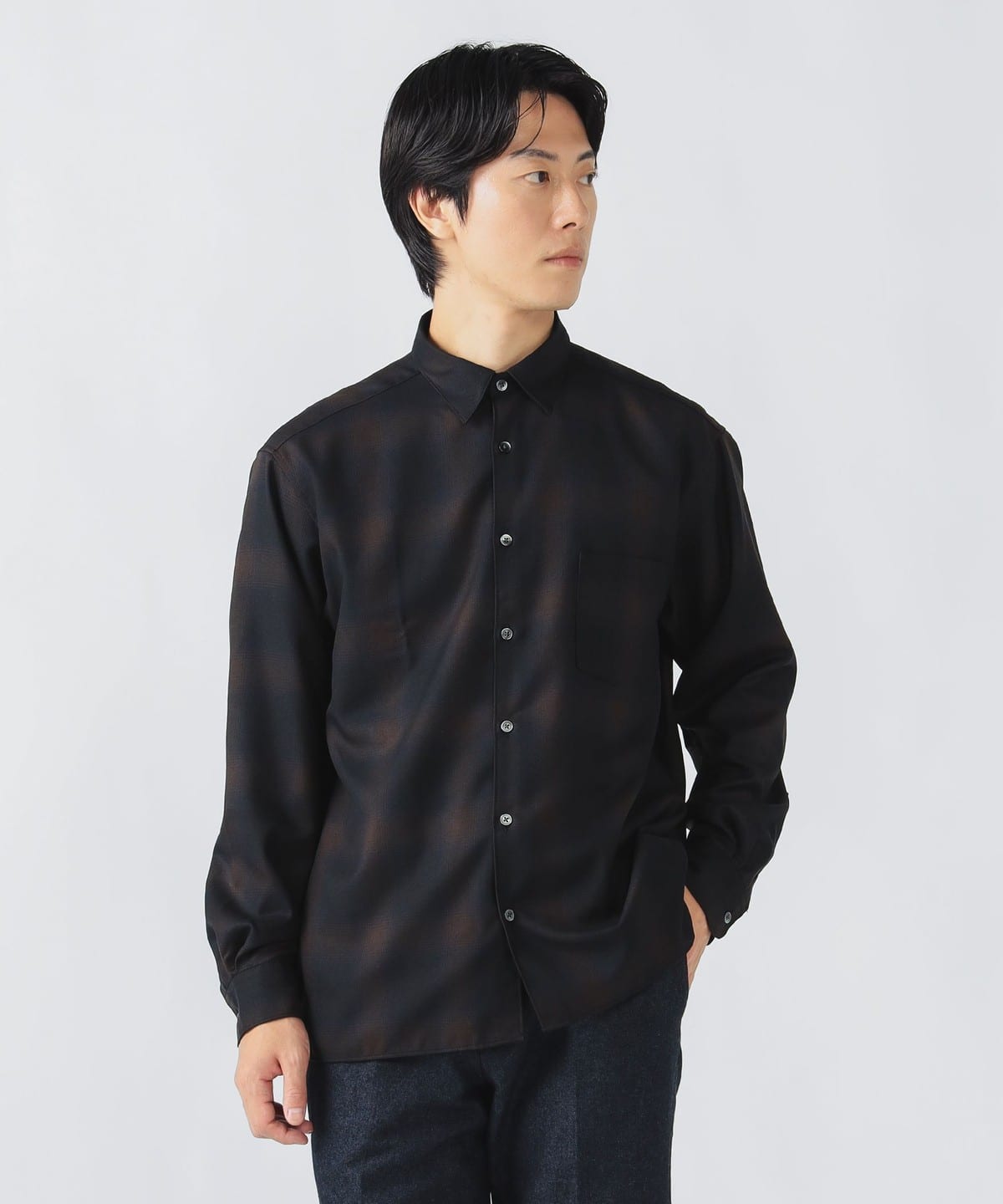 オンブレチェック レギュラーシャツ シャツ・ブラウス MEN NAVY S オンブレチェック レギュラーシャツ シャツ・ブラウス MEN NAVY S