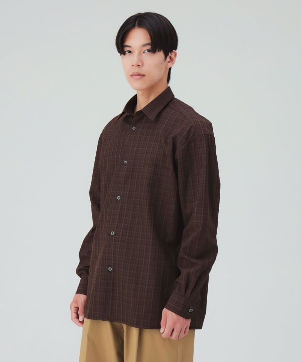ウール混 チェック リラックスフィット シャツ [H:178cm C:87 W:72 H:86 Size:L]