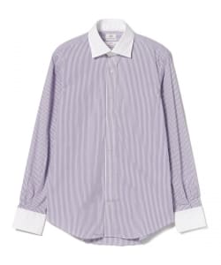 ▲BEAMS HEART / ストライプ クレリック セミワイドカラー シャツ