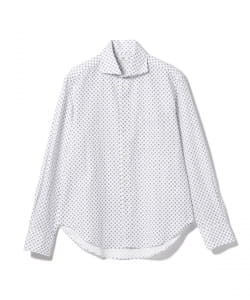 BEAMS HEART / コットンカラミ プリント カッタウェイカラー シャツ