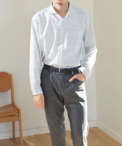 BEAMS HEART / プリント ライトポンチ カッタウェイカラーシャツ