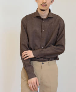 ▲BEAMS HEART / リネンミックス カッタウェイカラー シャツ