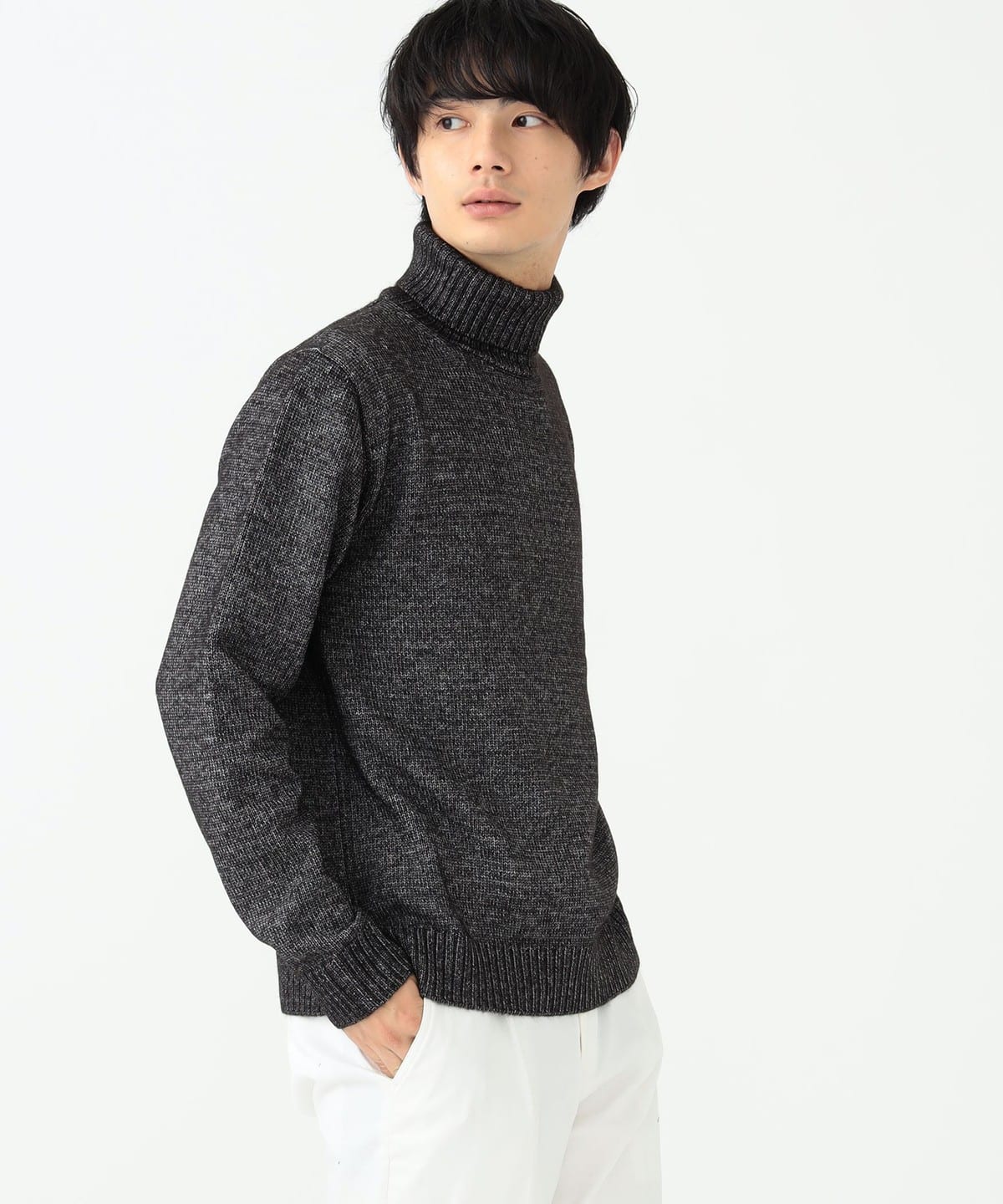 メランジ タートルネック ニット 23AW(S XL・手洗い可能) トップス MEN BLACK M メランジ タートルネック ニット 23AW(S XL・手洗い可能) トップス MEN BLACK M