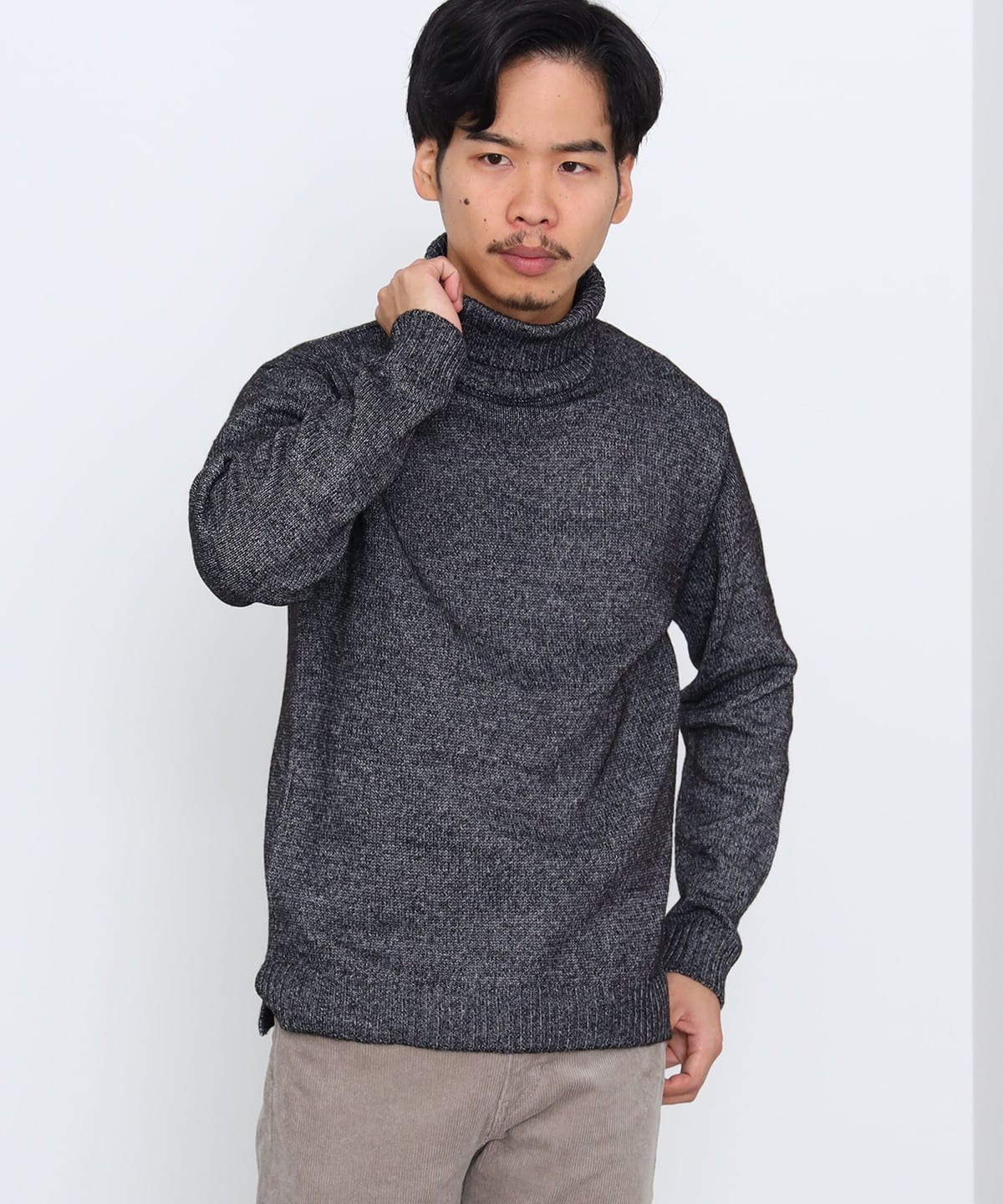 メランジ タートルネック ニット 24FW(S XL・手洗い可能) トップス MEN BLACK S メランジ タートルネック ニット 24FW(S XL・手洗い可能) トップス MEN BLACK S