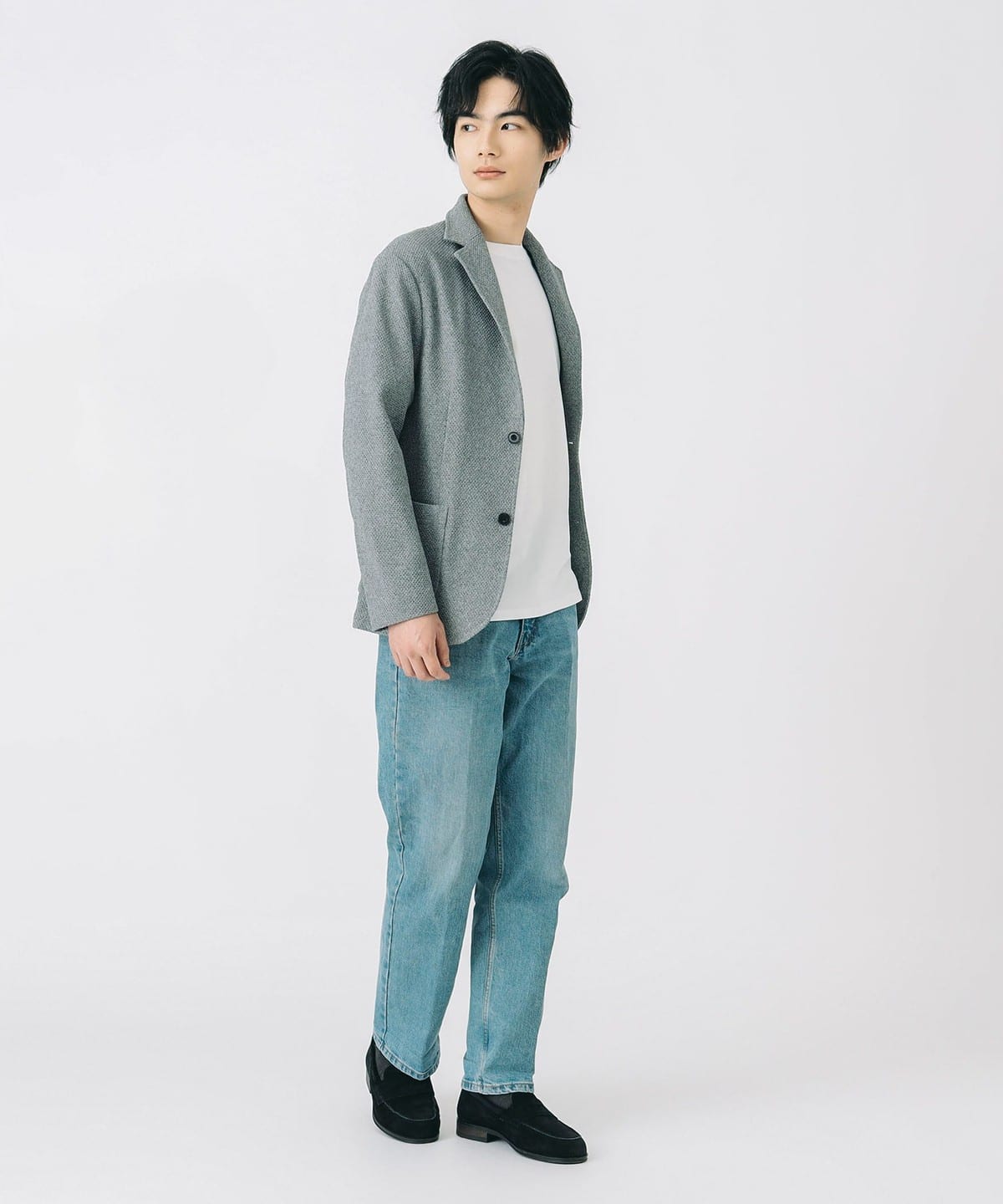 『BEAMS HEART』ビームスハート（M）白/緑/ナイロンジャケット/長袖 BEAMS HEART（ビームス ハート）メランジニット ジャケット（S