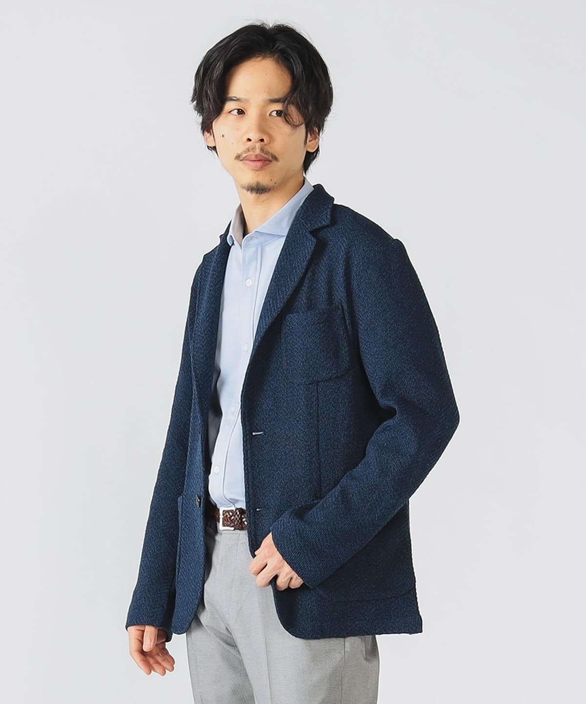 ヘリンボーンニットジャケット(S XL) ジャケット MEN NAVY L ヘリンボーンニットジャケット(S XL) ジャケット MEN NAVY L