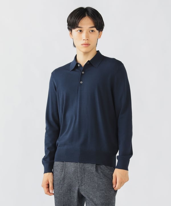 BEAMS HEART（ビームス ハート）ロングスリーブ ニットポロ（トップス