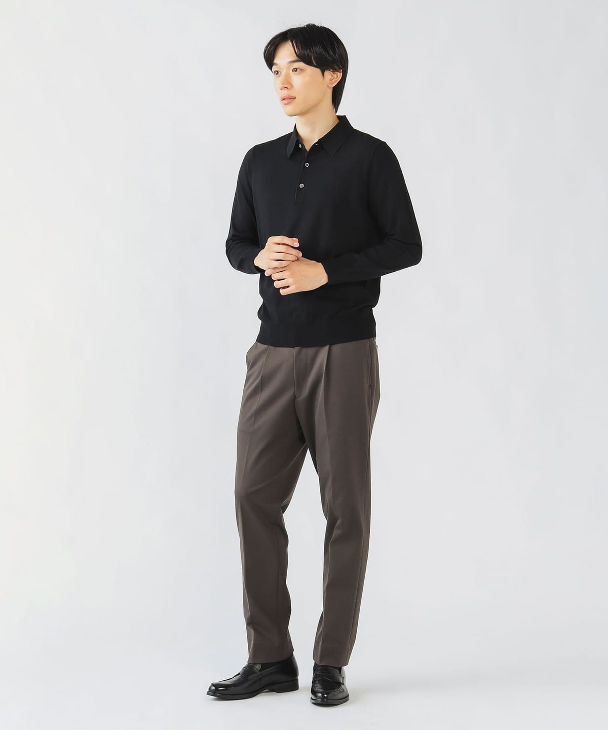 BEAMS HEART（ビームス ハート）ロングスリーブ ニットポロ（トップス