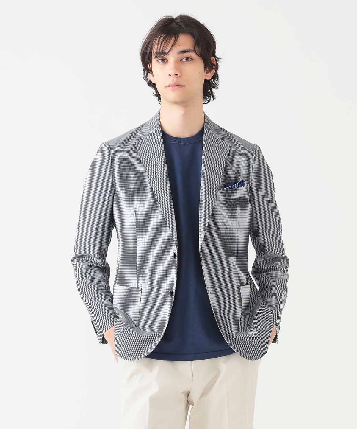 カラミ チェック 2ボタン ジャケット(S XL) ジャケット MEN BLUE M カラミ チェック 2ボタン ジャケット(S XL) ジャケット MEN BLUE M