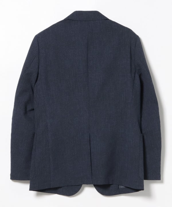 BEAMS デニムプリント シアサッカー 2ボタン ジャケット パンツ　セット ビームス デニムプリント シアサッカー セットアップスーツ