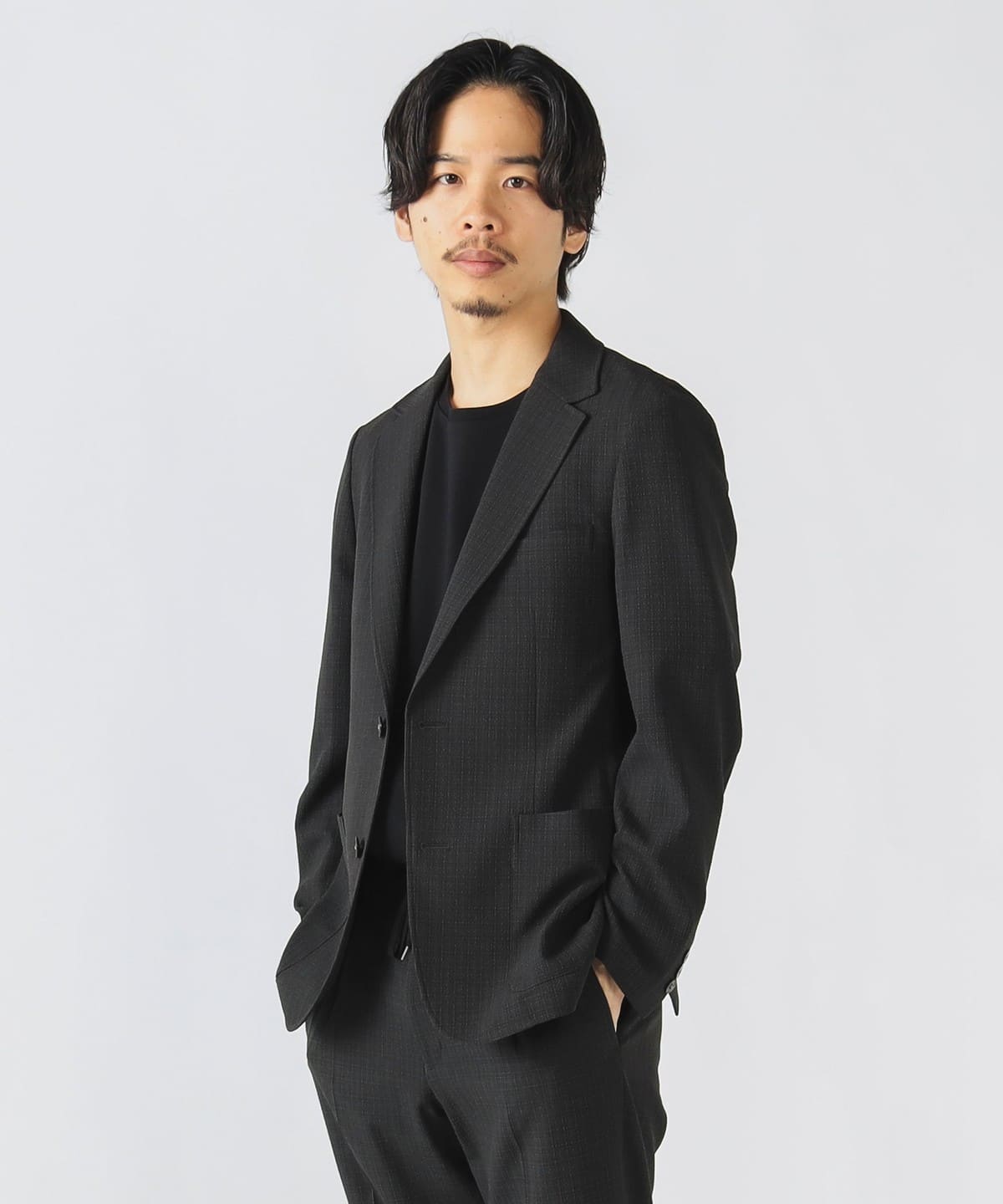 【セットアップ対応】チェックサッカー 2ボタン ジャケット(S XL) ジャケット MEN GREY S 【セットアップ対応】チェックサッカー 2ボタン ジャケット(S XL) ジャケット MEN GREY S
