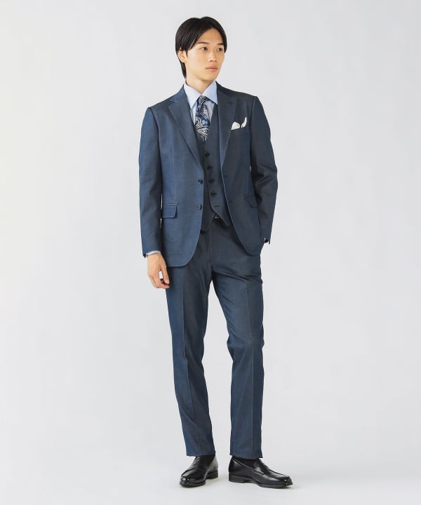 BEAMS HEART ストレッチデニム セットアップ 洗濯可 ブルー系 46 BEAMS HEART ストレッチデニム セットアップ 洗濯可 ブルー系 46