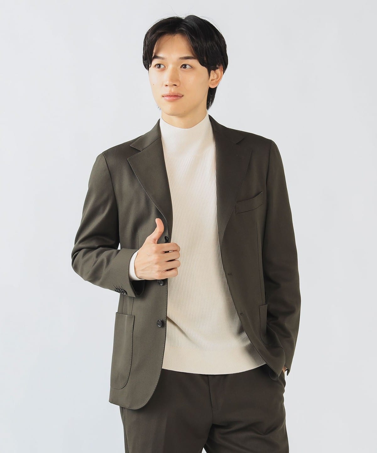 【+15%ポイントUP】ウール混チノ 3ボタン ジャケット(S XL・セットアップ対応) ジャケット MEN OLIVE L 【+15%ポイントUP】ウール混チノ 3ボタン ジャケット(S XL・セットアップ対応) ジャケット MEN OLIVE L