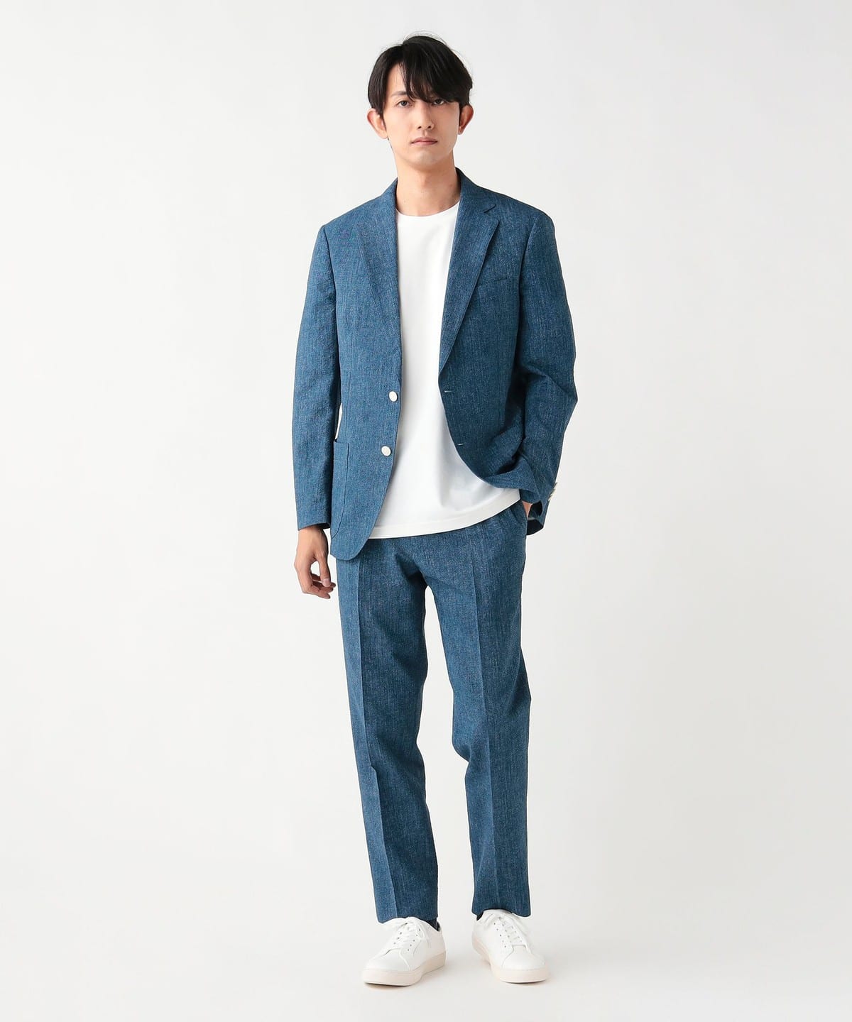 BEAMS HEART（ビームス ハート）デニムプリント シアサッカー 2ボタン