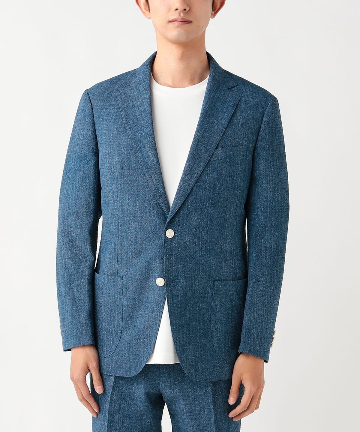 BEAMS HEART（ビームス ハート）デニムプリント シアサッカー 2ボタン