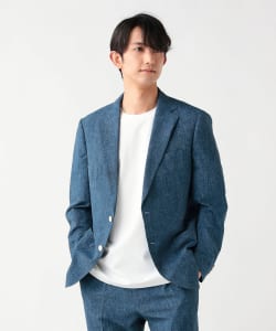 【+10%ポイントUP】デニムプリント シアサッカー 2ボタン ジャケット（セットアップ対応）