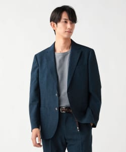 【+10%ポイントUP】デニムプリント シアサッカー 2ボタン ジャケット（セットアップ対応）