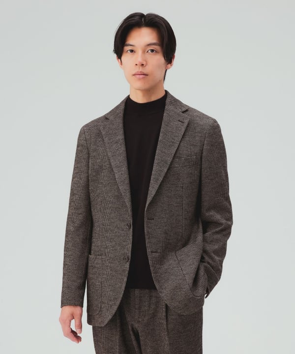 千鳥柄 ジャージ ジャケット（セットアップ対応） オンオフ問わず幅広いシーンに馴染むジャケット[H:178cm Size:L]