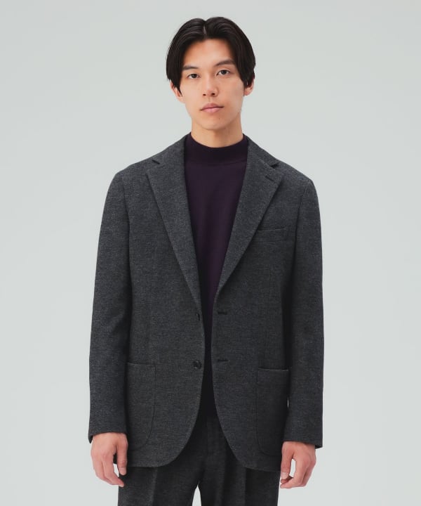 【10%OFFクーポン対象】ウール ジャージ ジャケット（セットアップ対応） 尾州産のジャカード生地が、秋冬の着こなしに深みを[H:178cm Size:L]